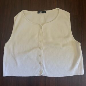 White Button-Up Sleeveless Top